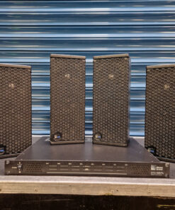 meyer-sound-4x-up4xp-mps488hp-package compact loudspeakers and rackmount power supply in a live install environment